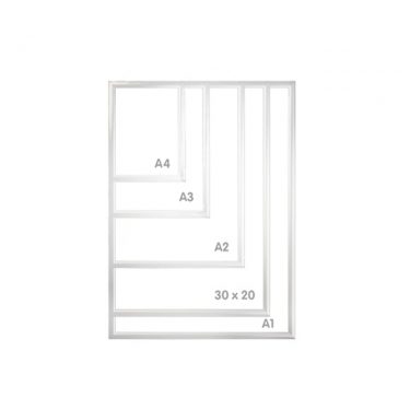 Sizes for White Standard aluminium snap frames