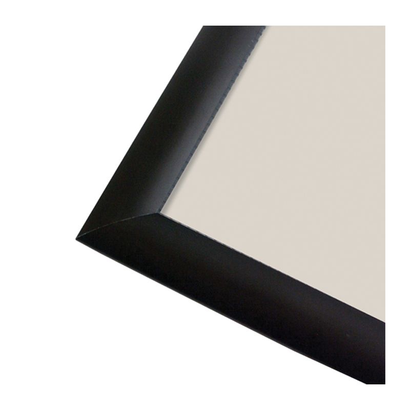 Black powder-coated Standard aluminium snap frame corner detail