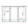 External & internal dimensions of 3-bay, 6 x A4 oak noticeboard, portrait format