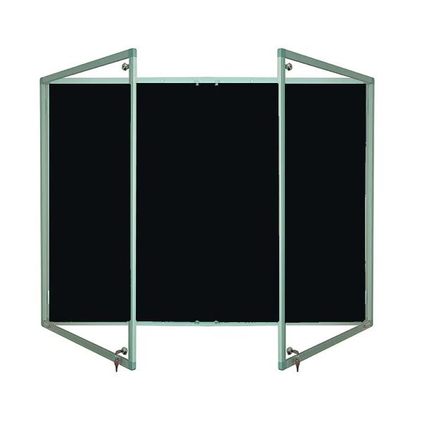 2 Door Tamperproof Noticeboard Black Fiesta Fabric