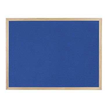 Wood Frame Notice Board Blue Fabric
