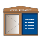 external oak noticeboard with gable header
