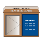 external oak noticeboard with straight headers