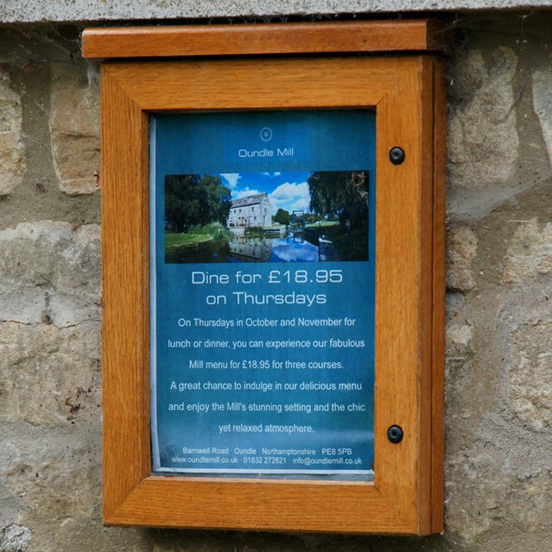 Wooden poster case, wall-mounted