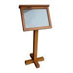Oak Smallboard poster case on bespoke lectern base for RBS