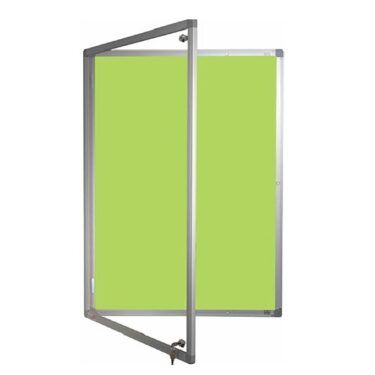 Single Door Tamperproof Noticeboards Fiesta Fabric Festival Green